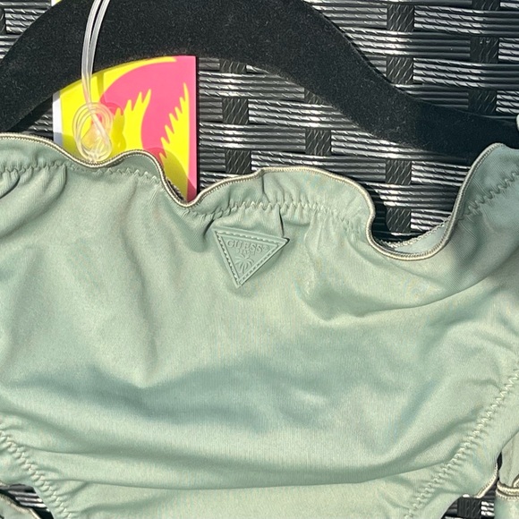 New Guess Swim Ruffled Swimsuit Bottoms - Army Green, Medium - Picture 3 of 7